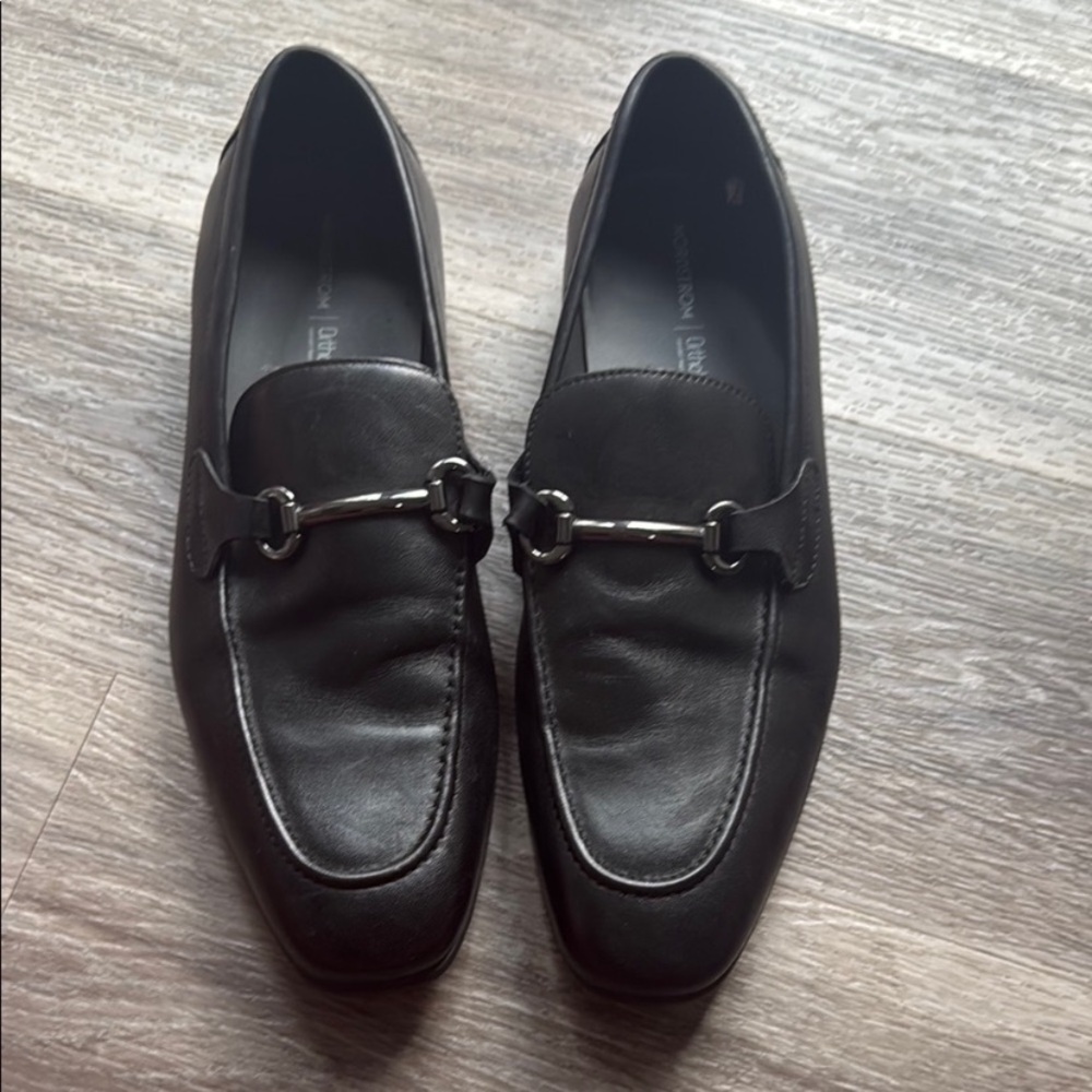 Nordstrom Black Leather Loafers Slip-On Classic